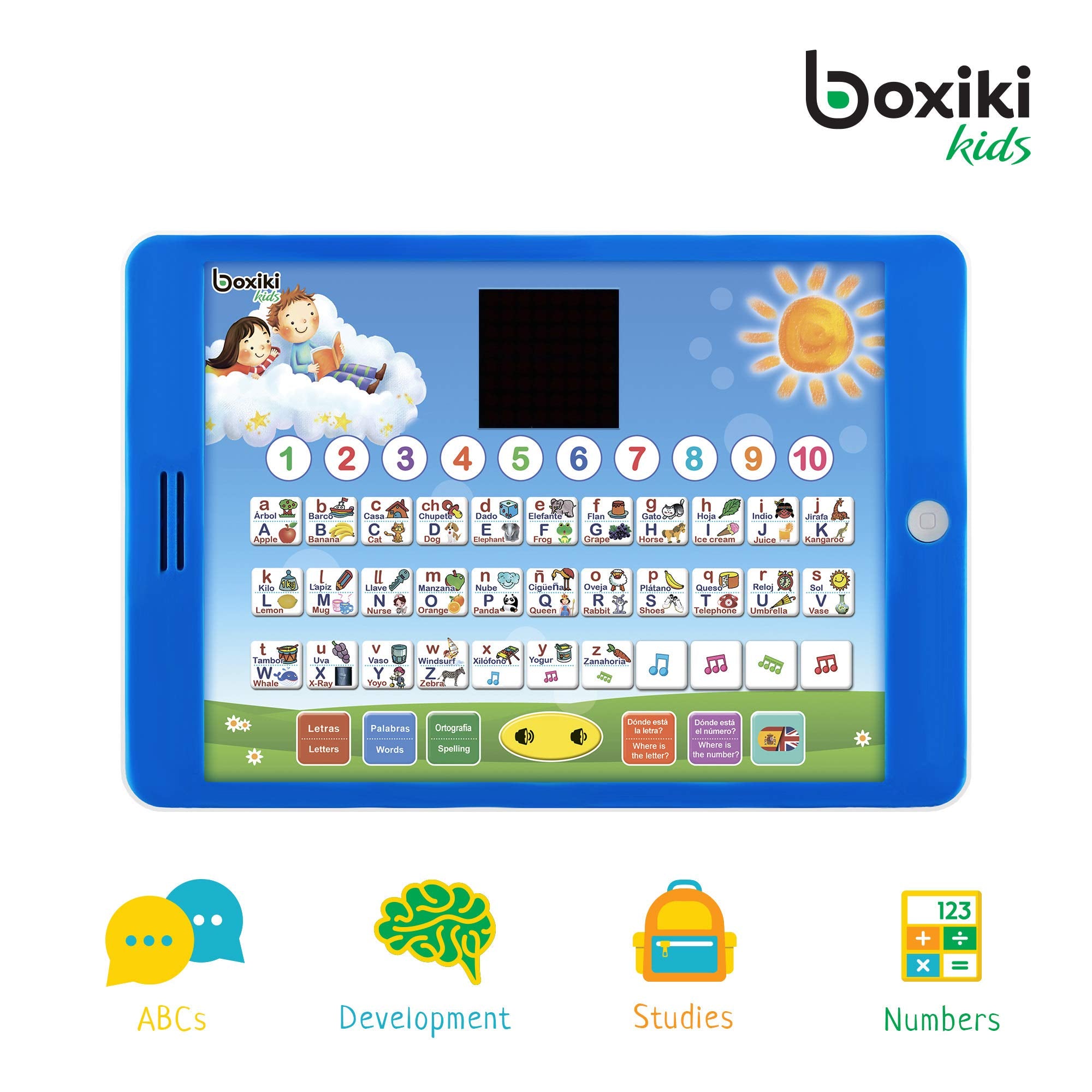 Boxiki Kids tablet displaying Where Is the Letter? quiz for recognition