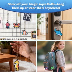 BoxNoble Magic Aqua Puffs Backpack Charms: decorate bags with personal flair