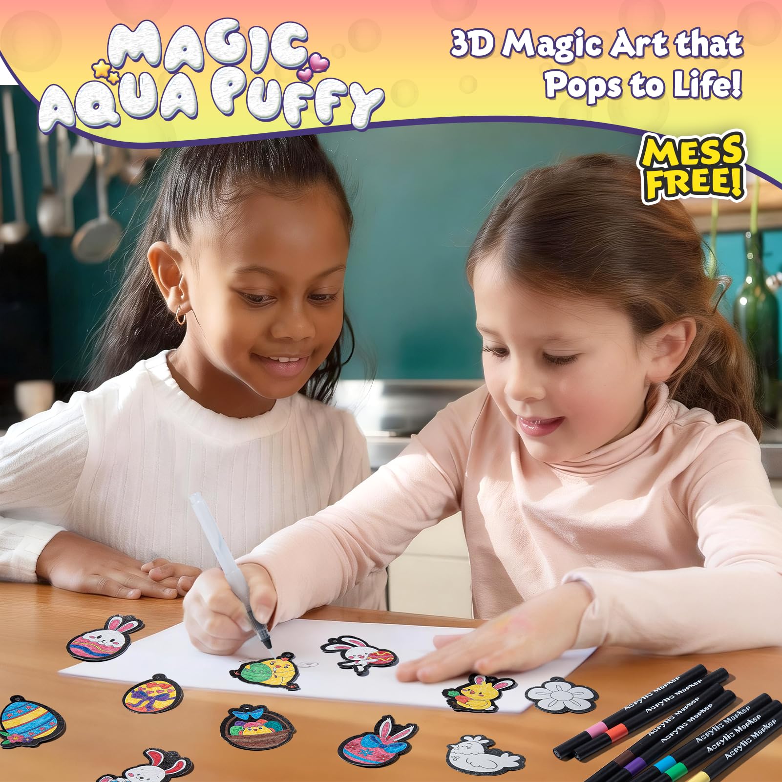 BoxNoble Magic Aqua Puffs water pen activation showing quick color bloom.