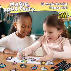 BoxNoble Magic Aqua Puffs water pen activation showing quick color bloom.