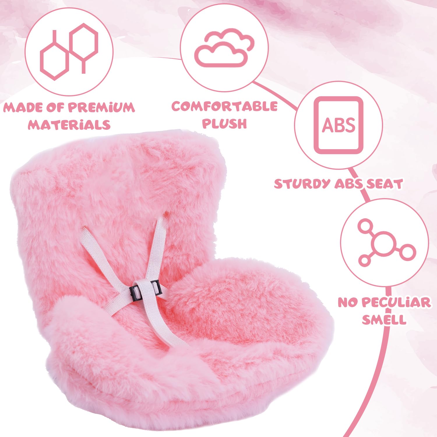 BOXOB compact doll seat fits small spaces in cars and desks.