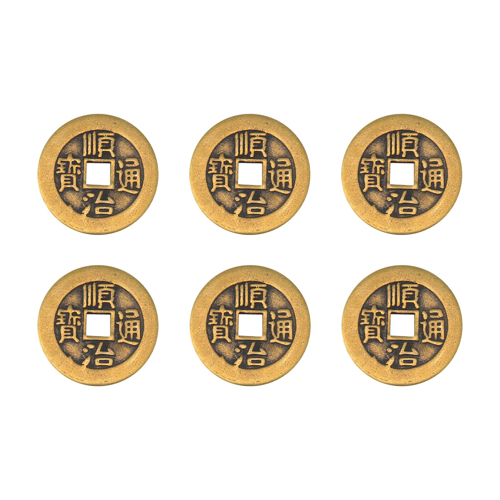 BOXOB I Ching coins pack of six in brass finish for decor and gifting.