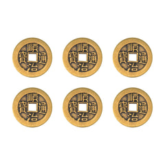 BOXOB I Ching coins pack of six in brass finish for decor and gifting.