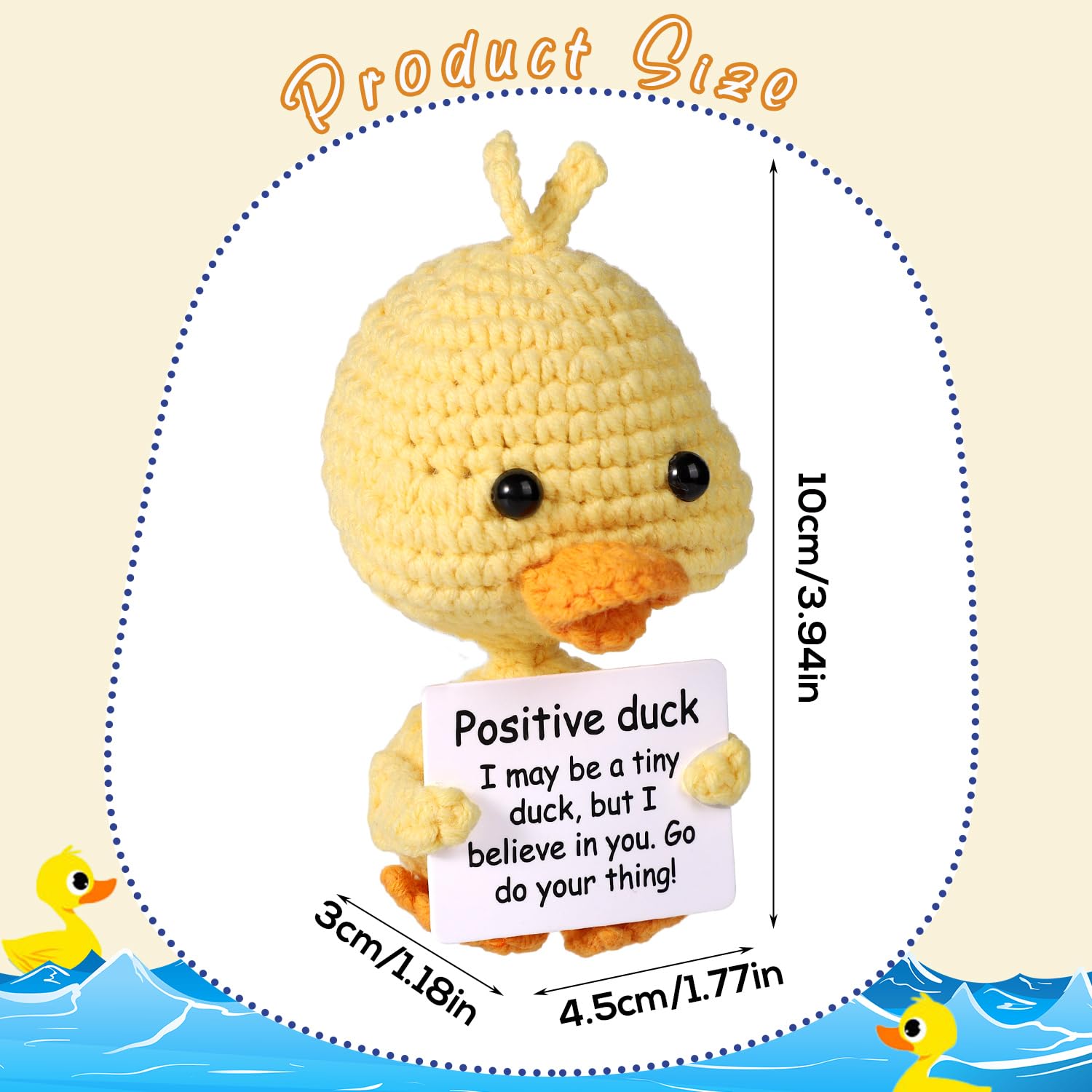 Boxob Mini Funny Duck with card and heart message for encouragement.