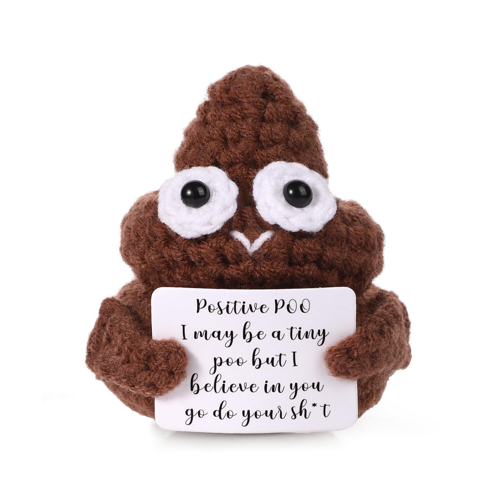 BOXOB Mini Funny Poo Doll front view with soft knitted texture for comforting touch