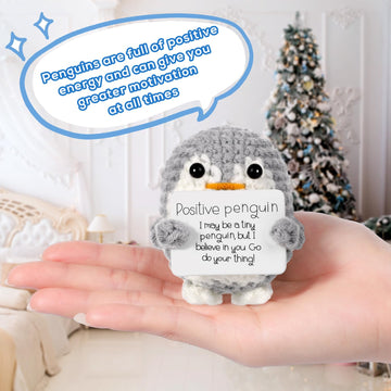 BOXOB penguin doll on shelf, cozy home decoration.
