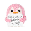 BOXOB Positive Penguin Doll with card; uplifting desk decor for motivation.