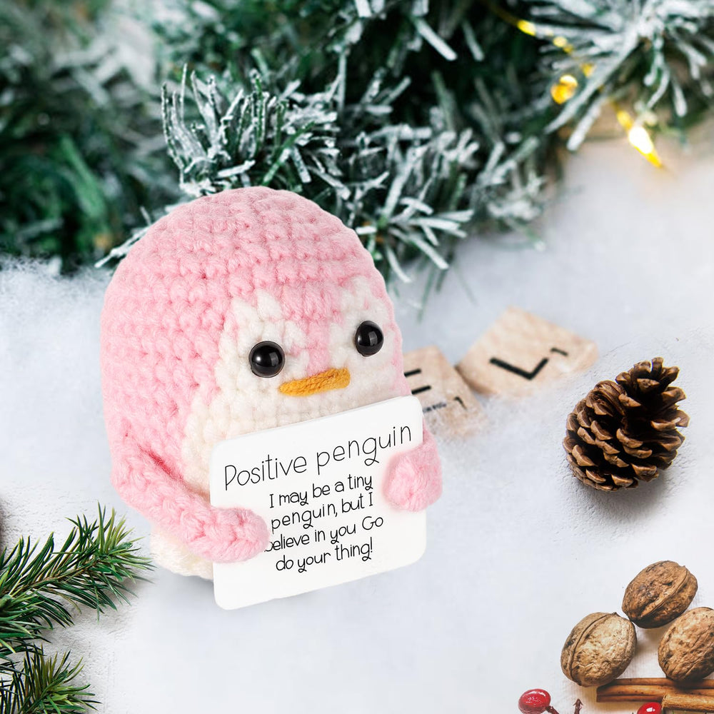 BOXOB Positive Penguin Doll decor sits neatly on a desk or bedside table.