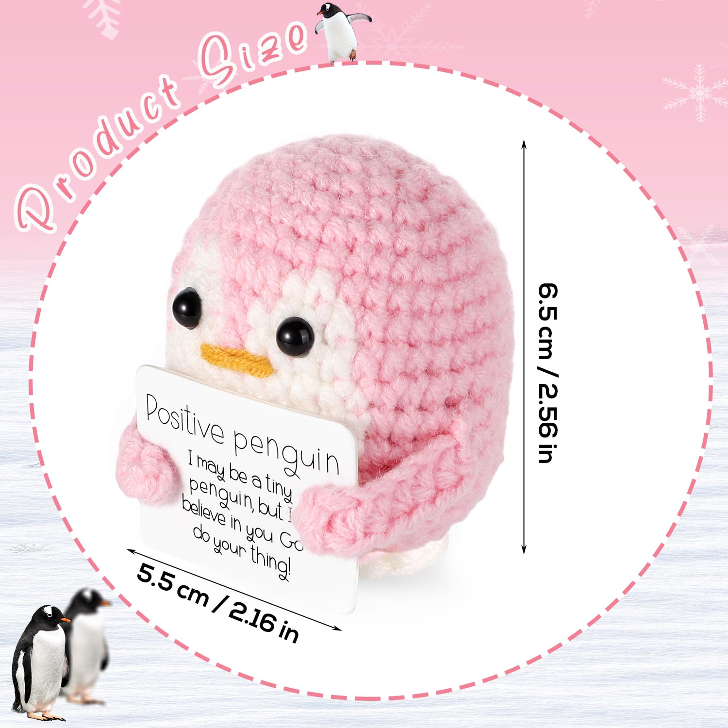 BOXOB Positive Penguin Doll in soft woolen yarn; durable and cuddly for comfort.