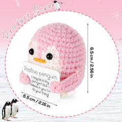 BOXOB Positive Penguin Doll in soft woolen yarn; durable and cuddly for comfort.