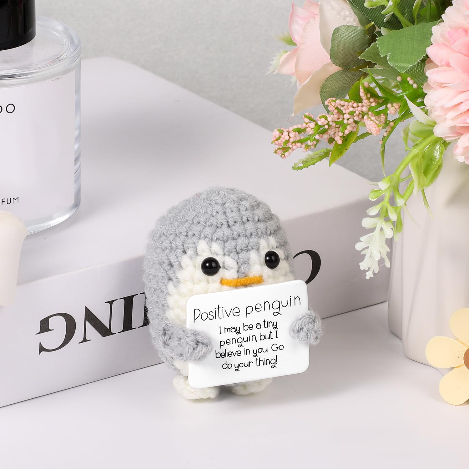 BOXOB positive penguin with card, gift-ready for celebrations.