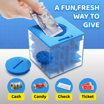 Boxveria Money Maze Box stores folded bills and coins securely.