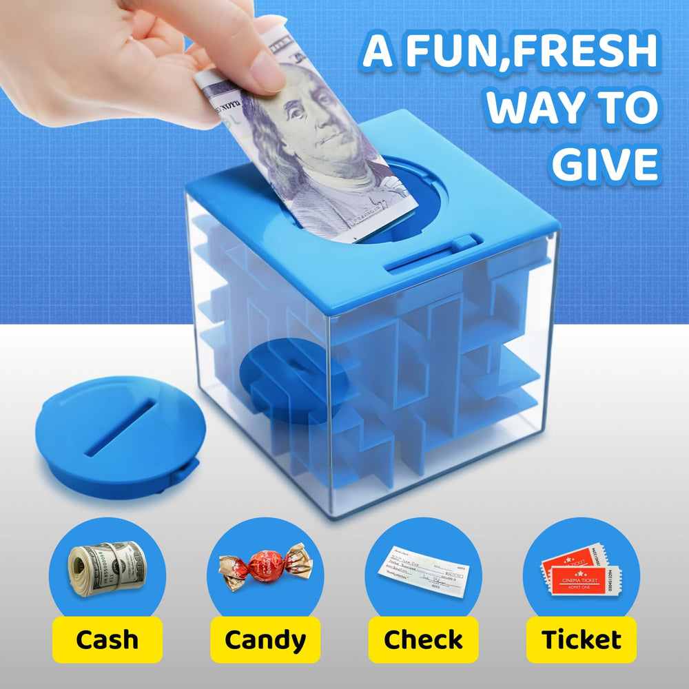 Boxveria Money Maze Box stores folded bills and coins securely.