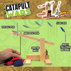 Boy Craft Catapult Wars decorate stage featuring stickers and decals for unique look.