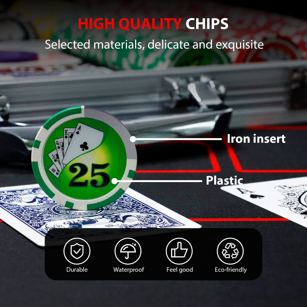 11.5-gram Boyzhood poker chips mimic real casino feel.