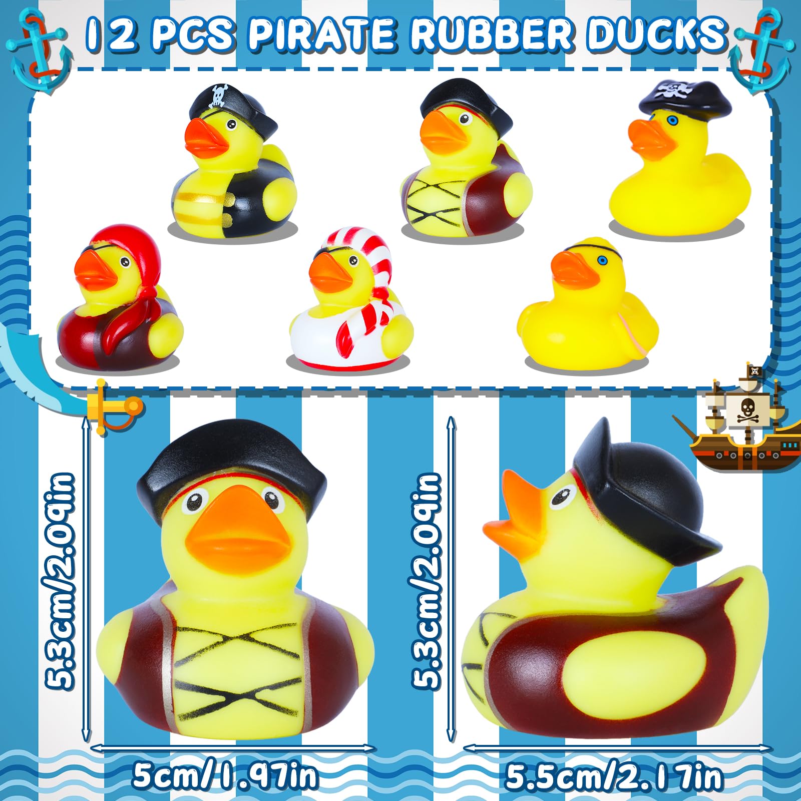 BOZILY mini pirate ducks in six styles for imaginative play.
