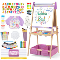 bpmfkid 3-in-1 adjustable art easel with magnetic whiteboard for creative play.