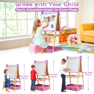 bpmfkid 3-in-1 adjustable art easel with paper roll for continuous storytelling.