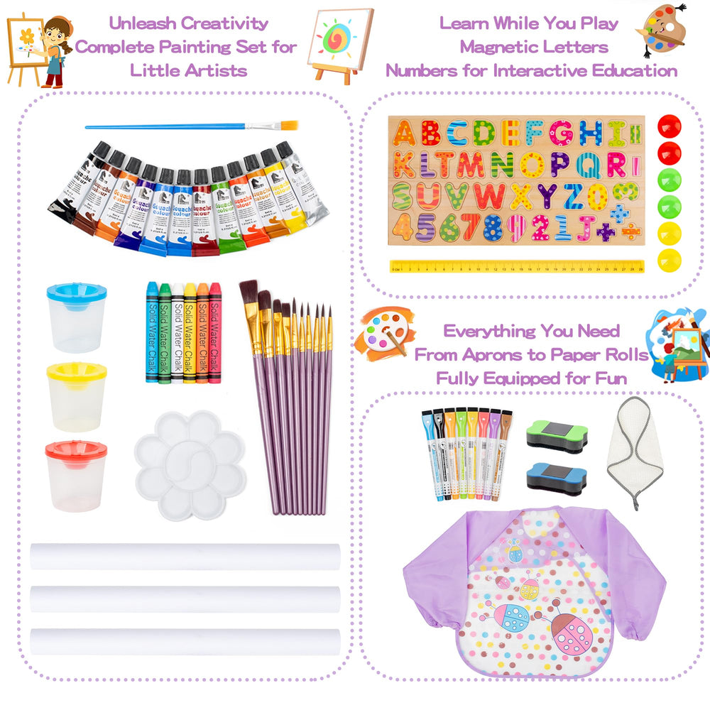 bpmfkid easel with storage trays keeps crayons organized.