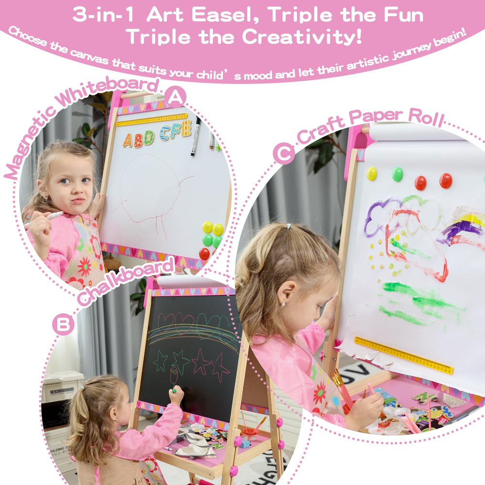 BPMFKID 3-in-1 easel chalkboard for early writing practice