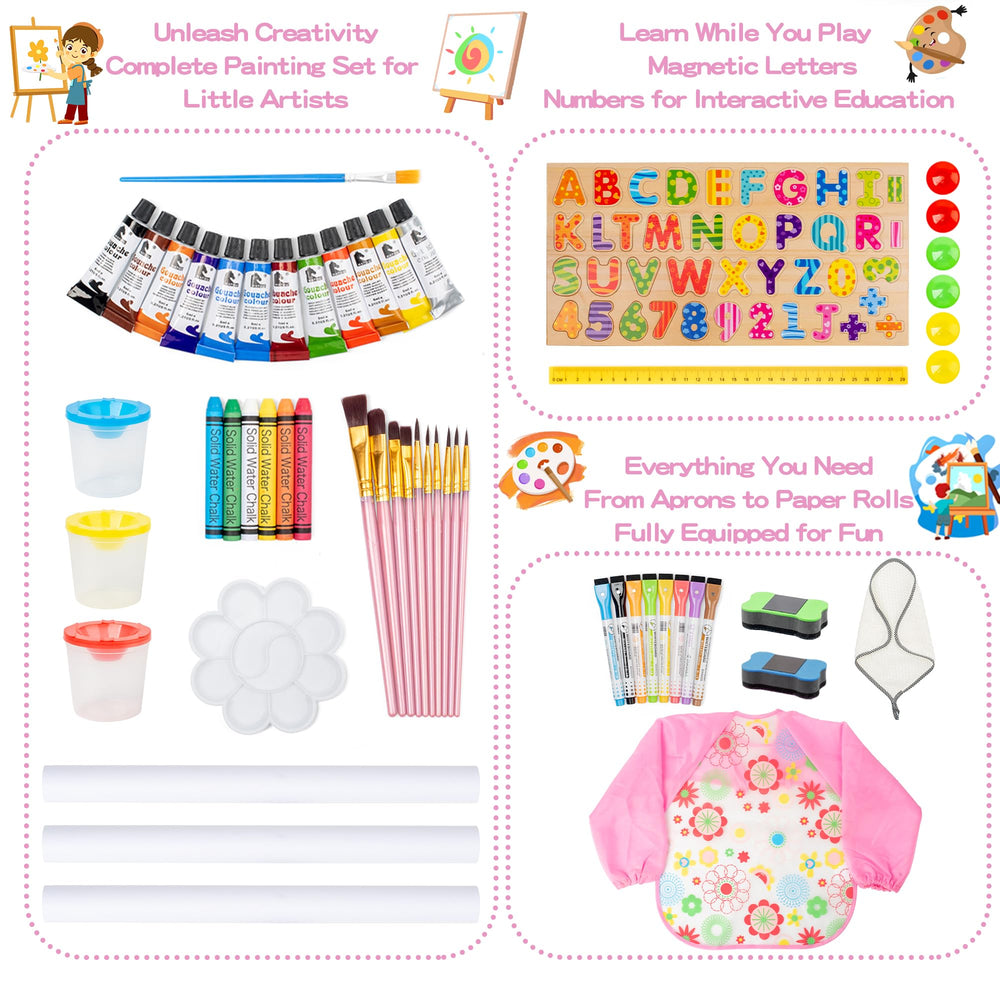 BPMFKID 3-in-1 easel magnetic whiteboard for quick sketches
