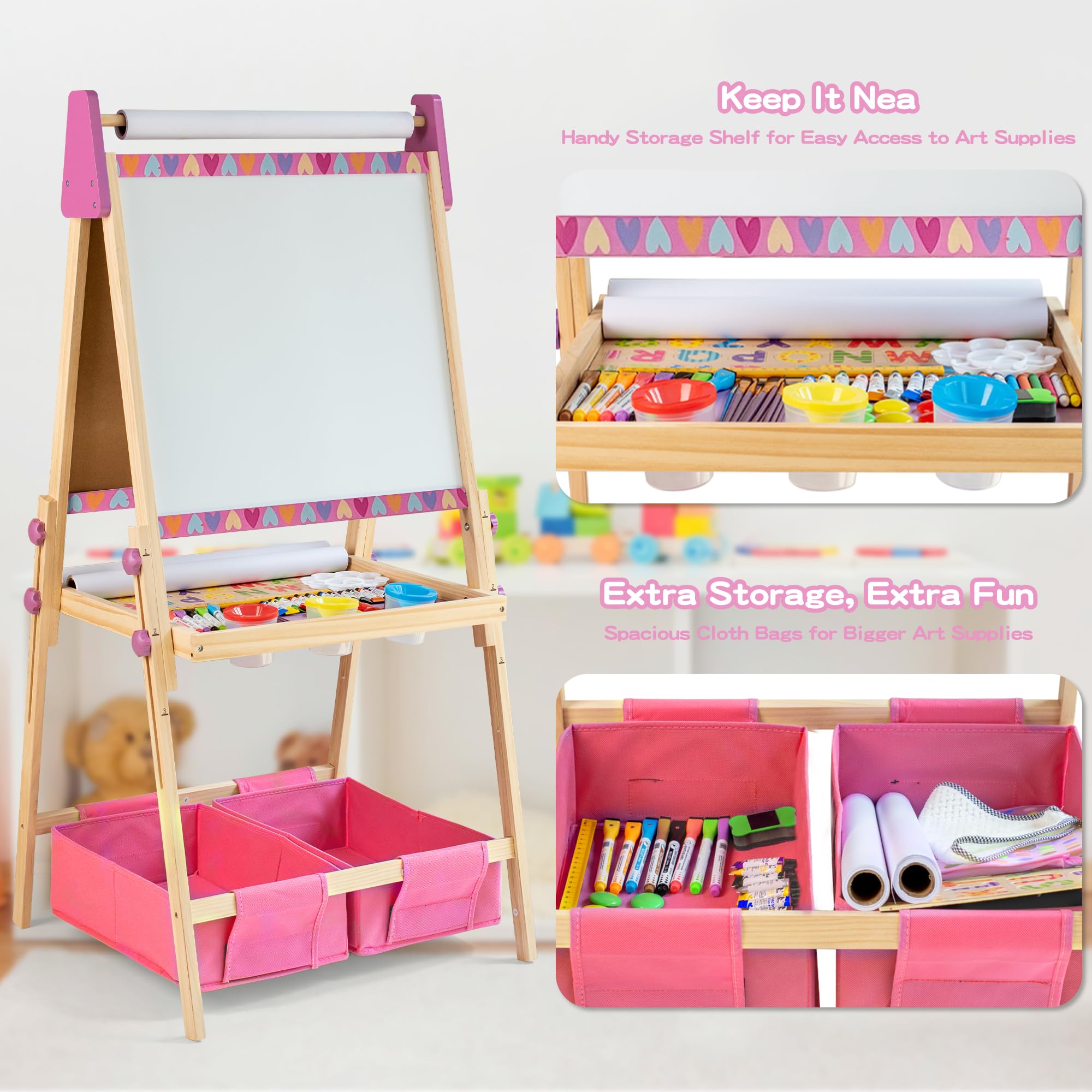 BPMFKID wooden frame easel highlighting sturdy construction