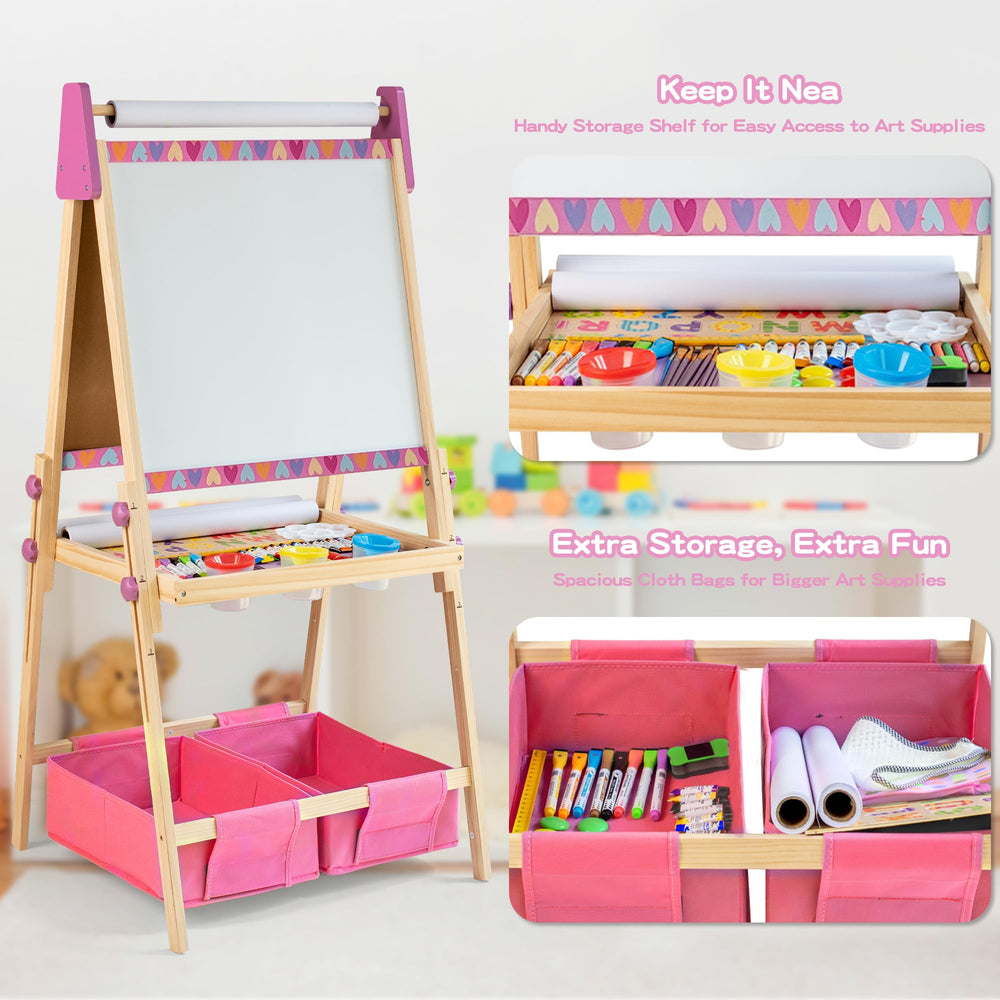 BPMFKID wooden frame easel highlighting sturdy construction