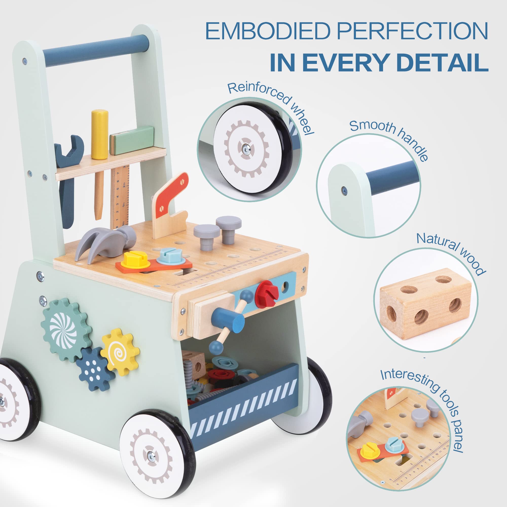 bpmfkid rubber-ring wheels ensure smooth movement and floor protection.