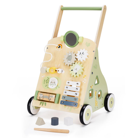 bpmfkid wooden push walker with an easy grip handle supports your child's early steps.