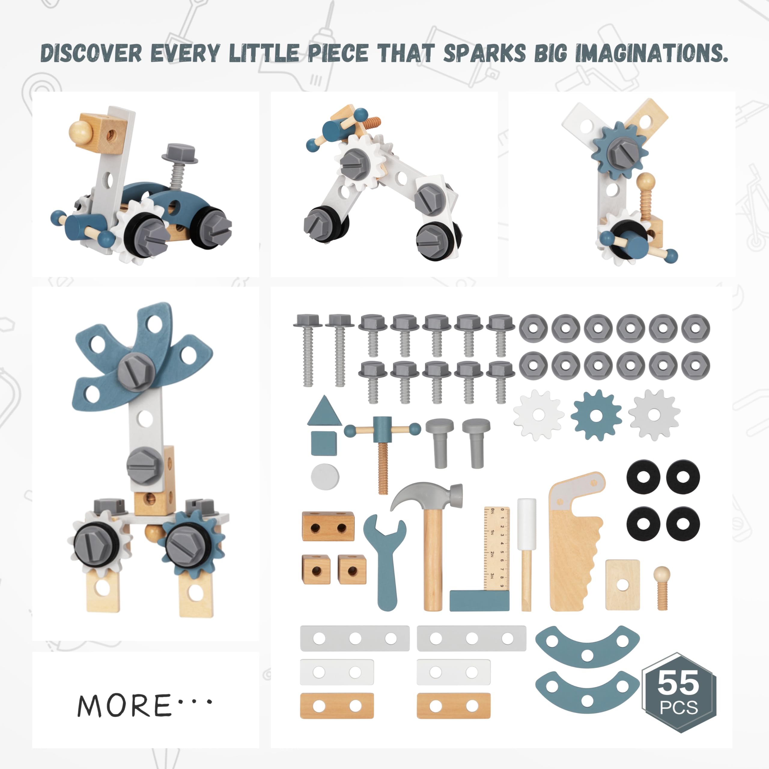 Bpmfkid wooden walker gears feature, encourages hands-on problem-solving.