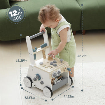 Bpmfkid wooden walker with safety retarder, promotes controlled exploration.