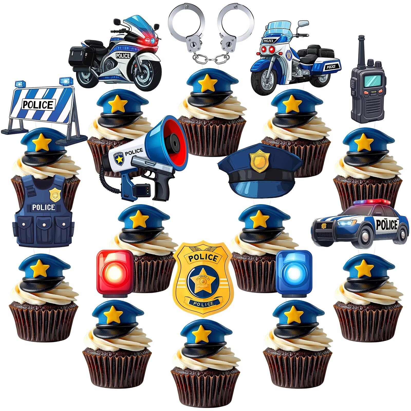 BQF Police Cupcake Toppers badge design adds police-themed fun to cupcakes.