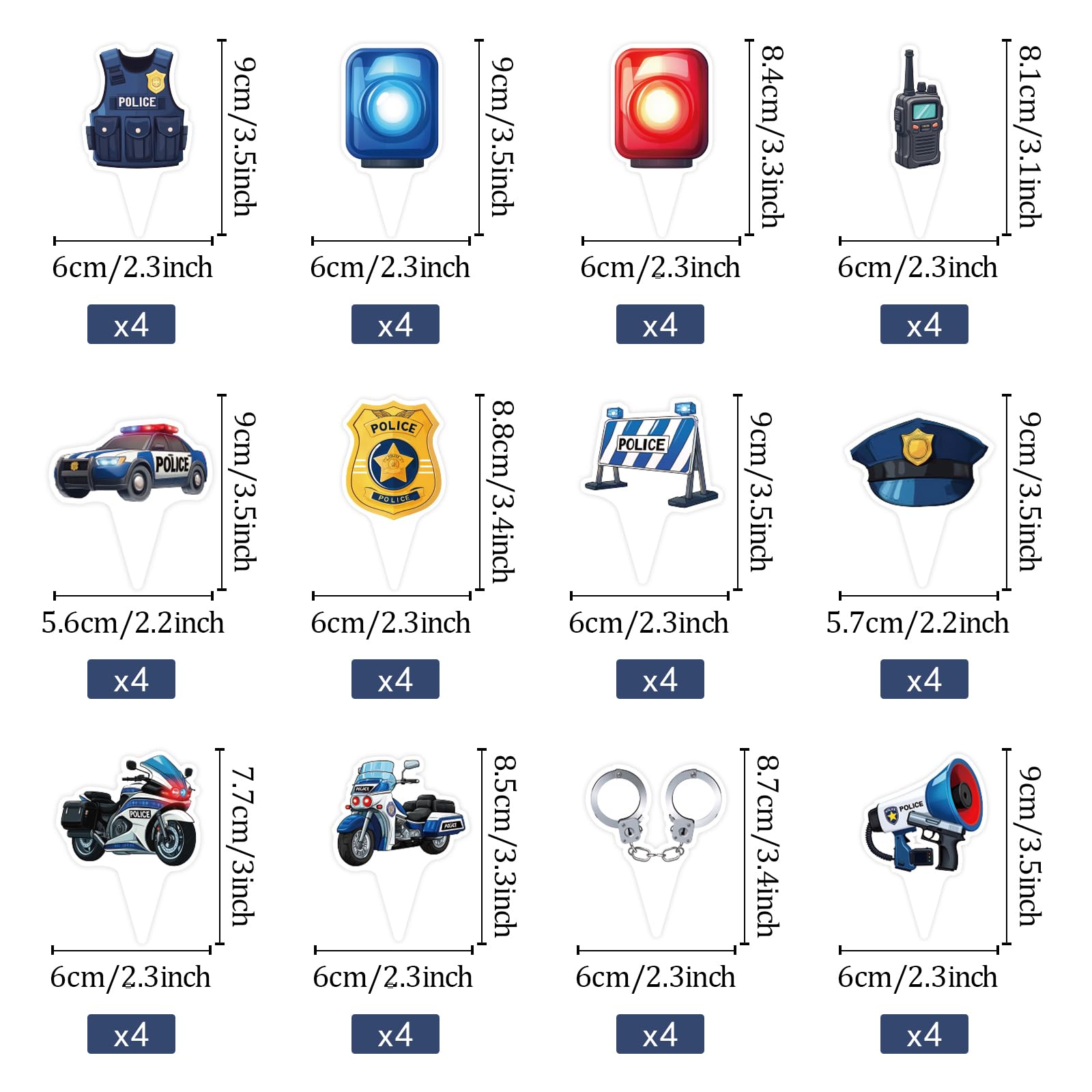 BQF Police Cupcake Toppers kid-friendly party decorations for celebrations.