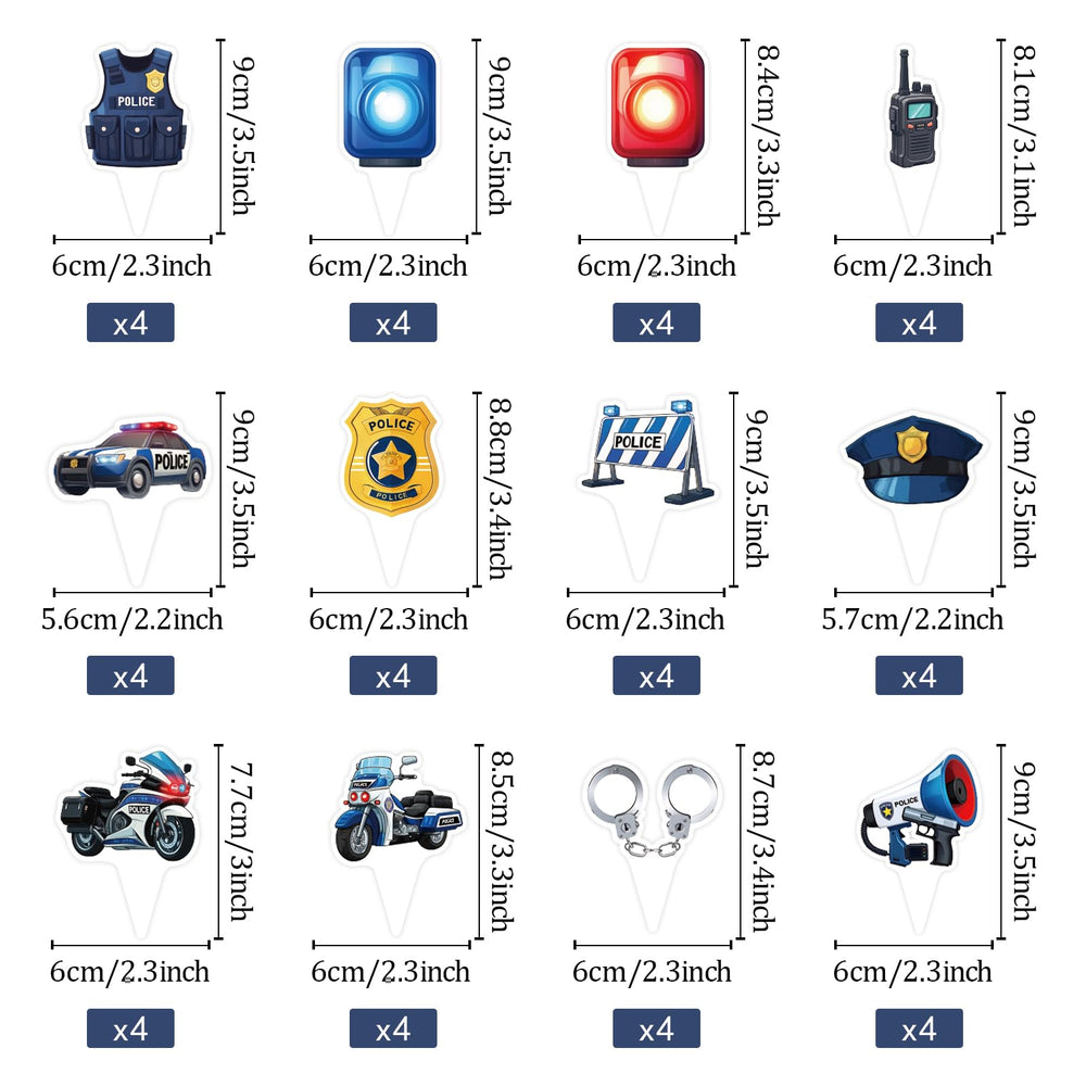 BQF Police Cupcake Toppers kid-friendly party decorations for celebrations.