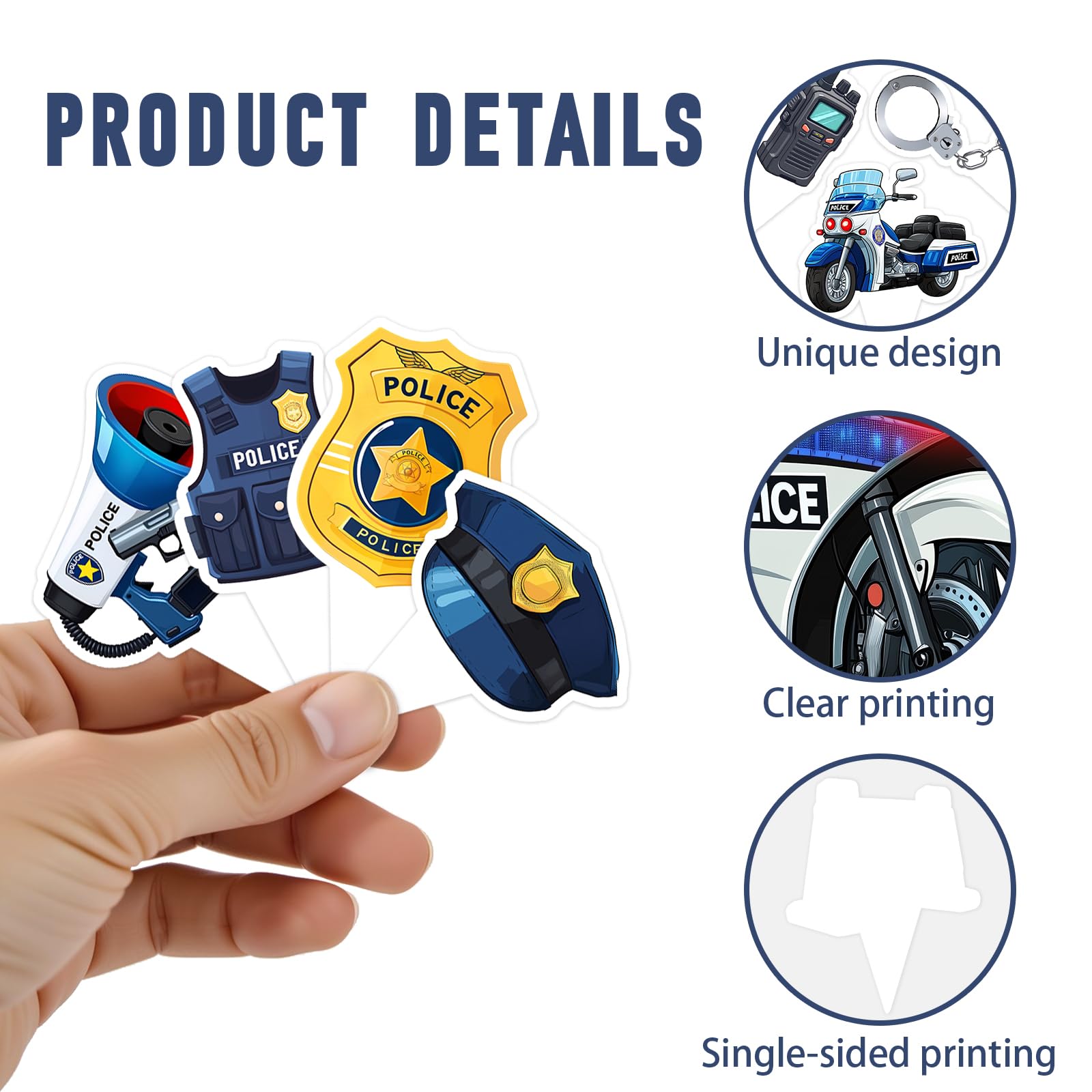 BQF Police Cupcake Toppers suitable for police-themed birthdays and celebrations.