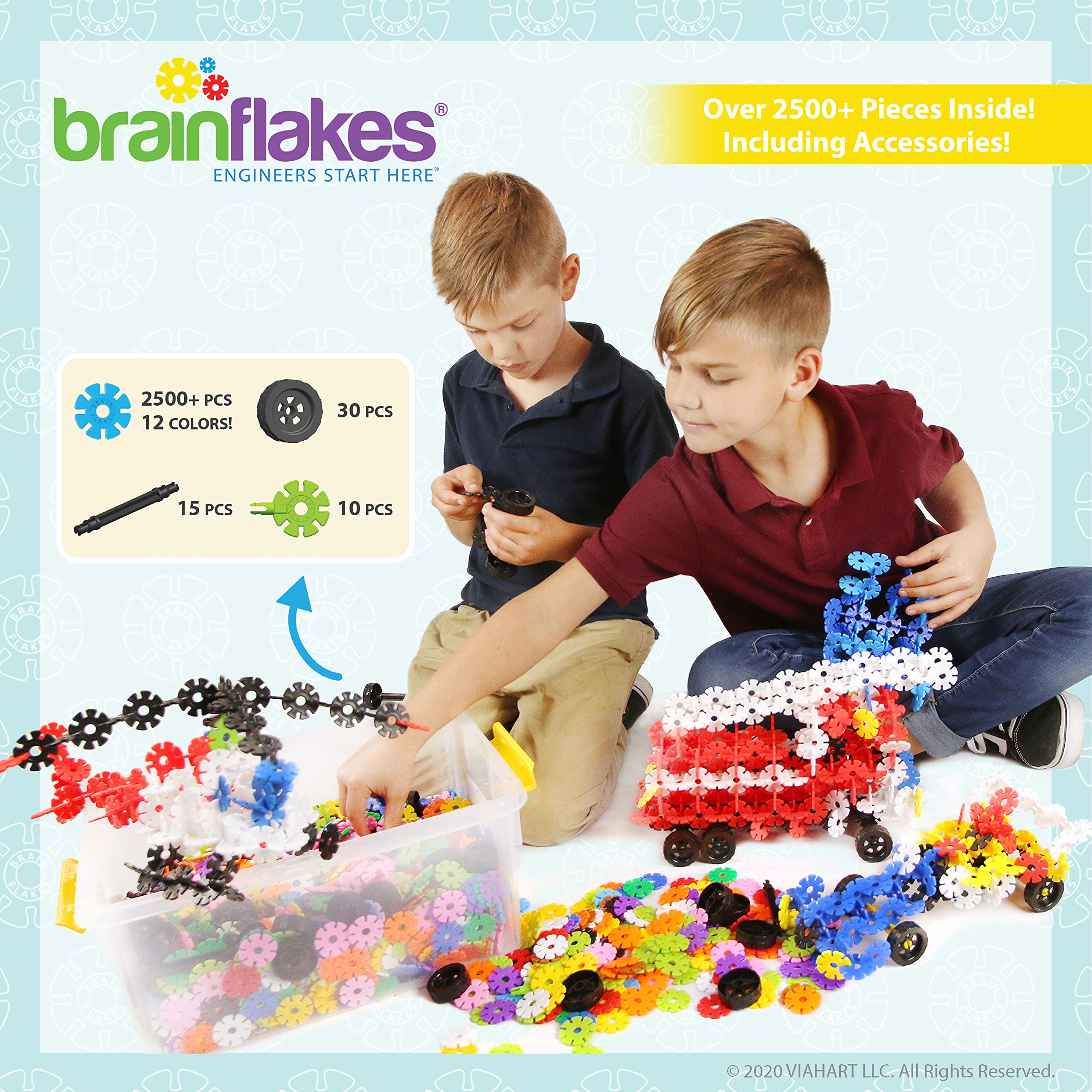 Brain Flakes discs click together, suitable for ages five and up