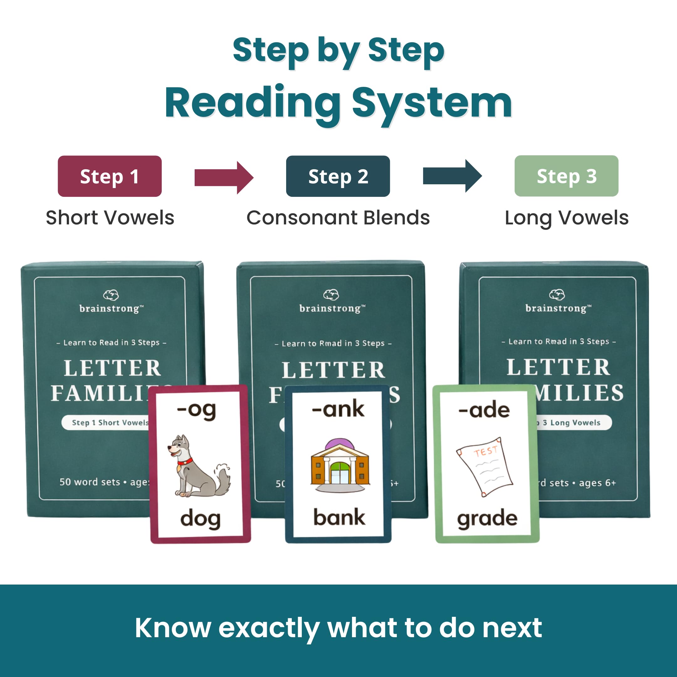 Brainstrong 750 phonics words three box sets organize lessons by complexity for steady progress.