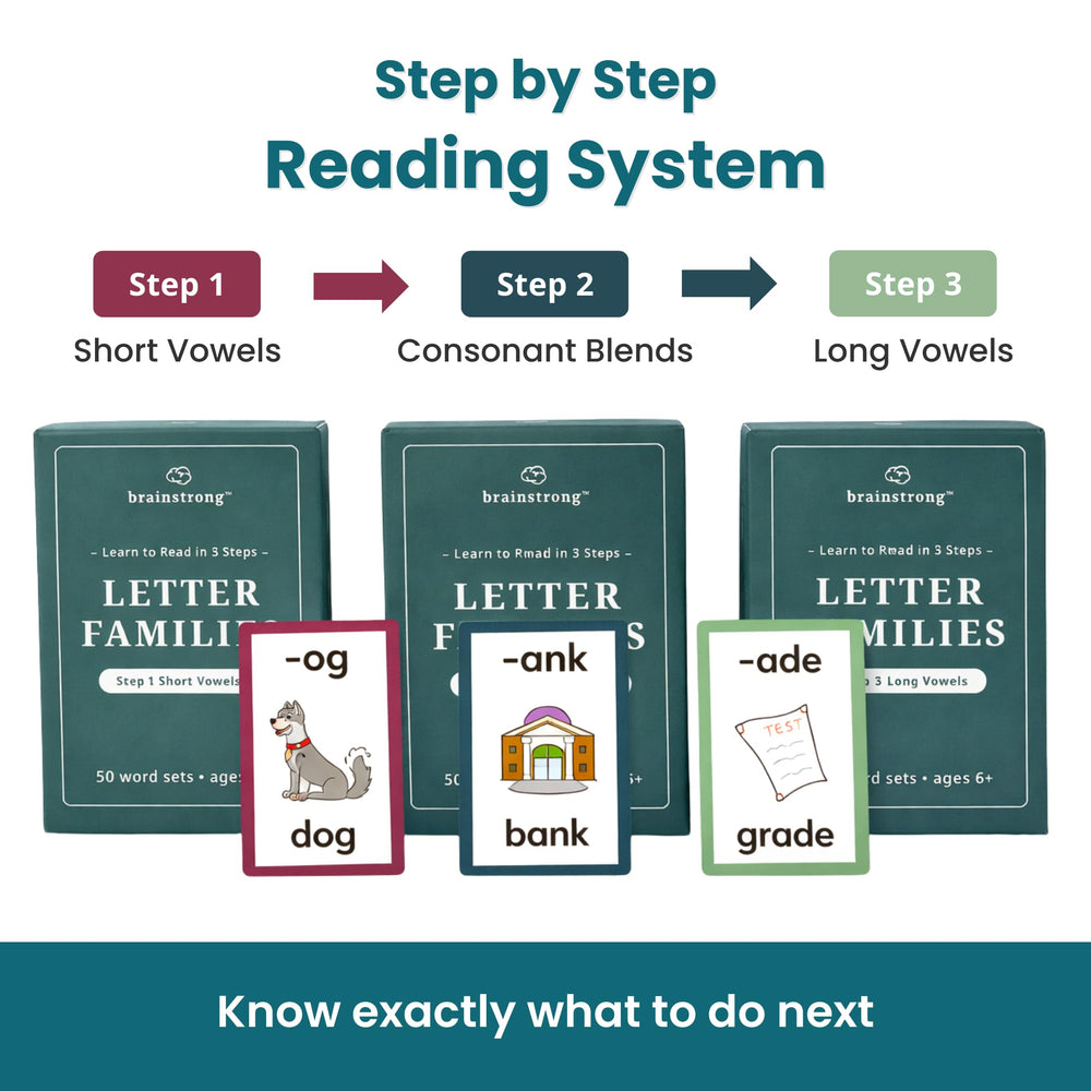 Brainstrong 750 phonics words three box sets organize lessons by complexity for steady progress.