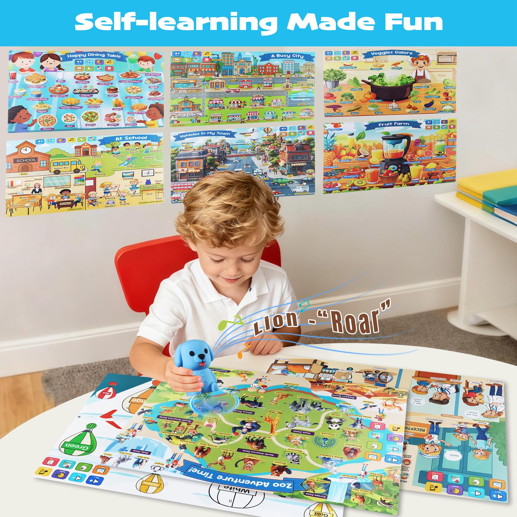 Brakverla interactive poster reveals quizzes and spelling activities for early literacy.