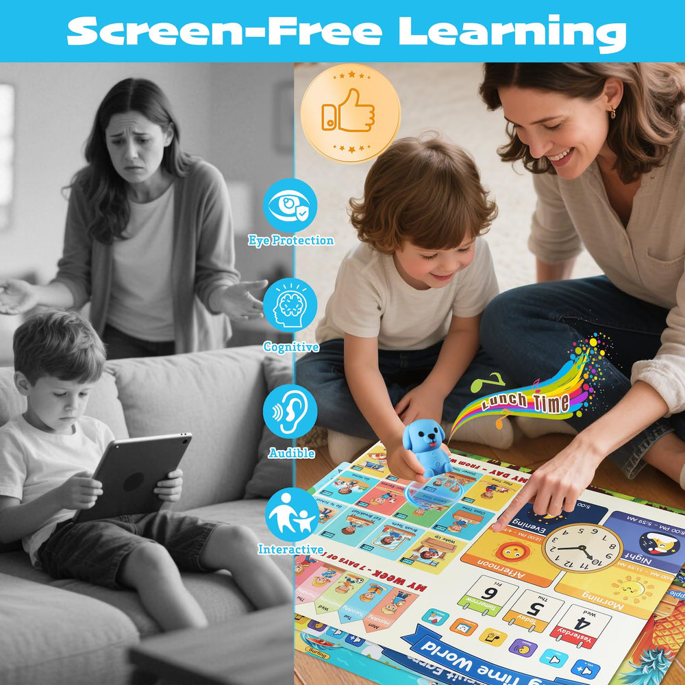 Brakverla wall-mountable learning poster supports independent play for toddlers.