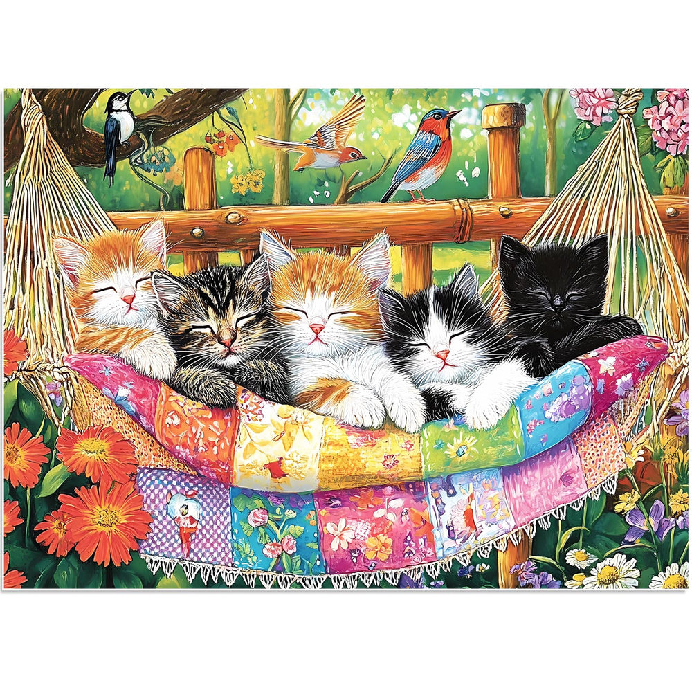 BraniacBits cat on garden swing puzzle images for family nights