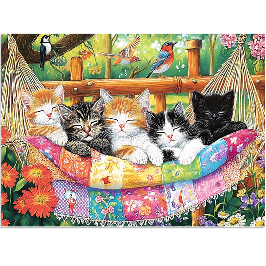 BraniacBits cat on garden swing puzzle images for family nights