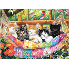 BraniacBits cat on garden swing puzzle images for family nights