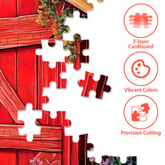 BraniacBits puzzle scene of dogs at the door, poster included for easier assembly.