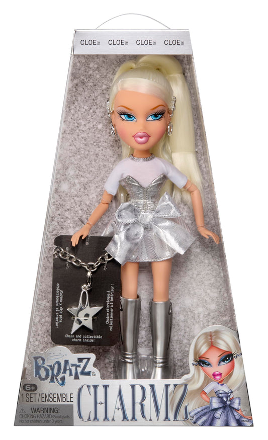 Bratz Charmz Cloe doll in chrome dress for playful styling