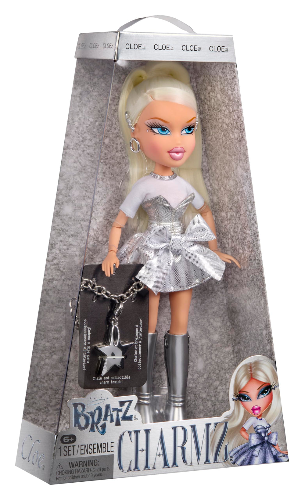 Bratz Charmz four-doll collection image highlighting charm mix and match
