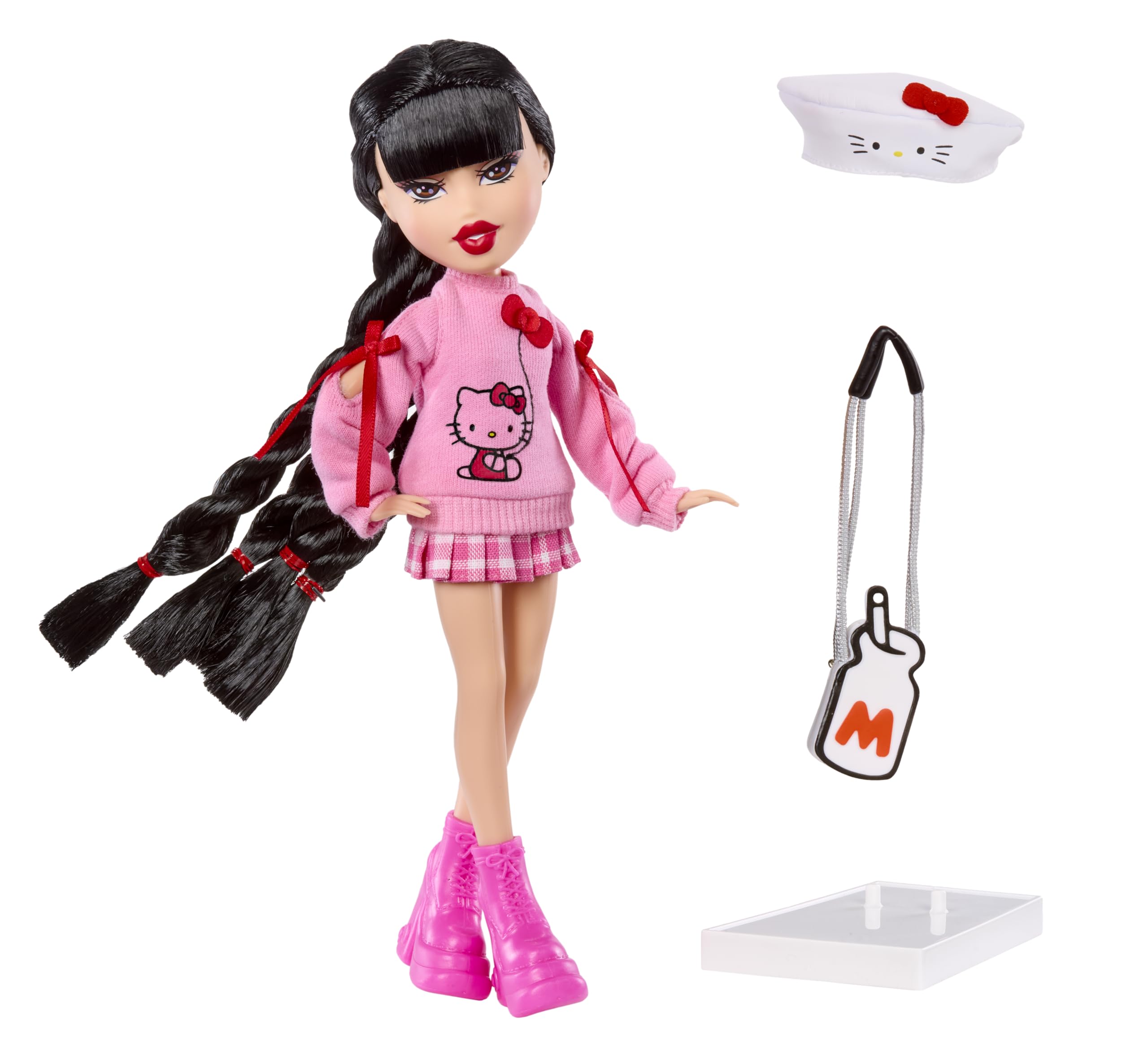 Jade features pink bow sweater and plaid skirt for trendsetting pretend fashion