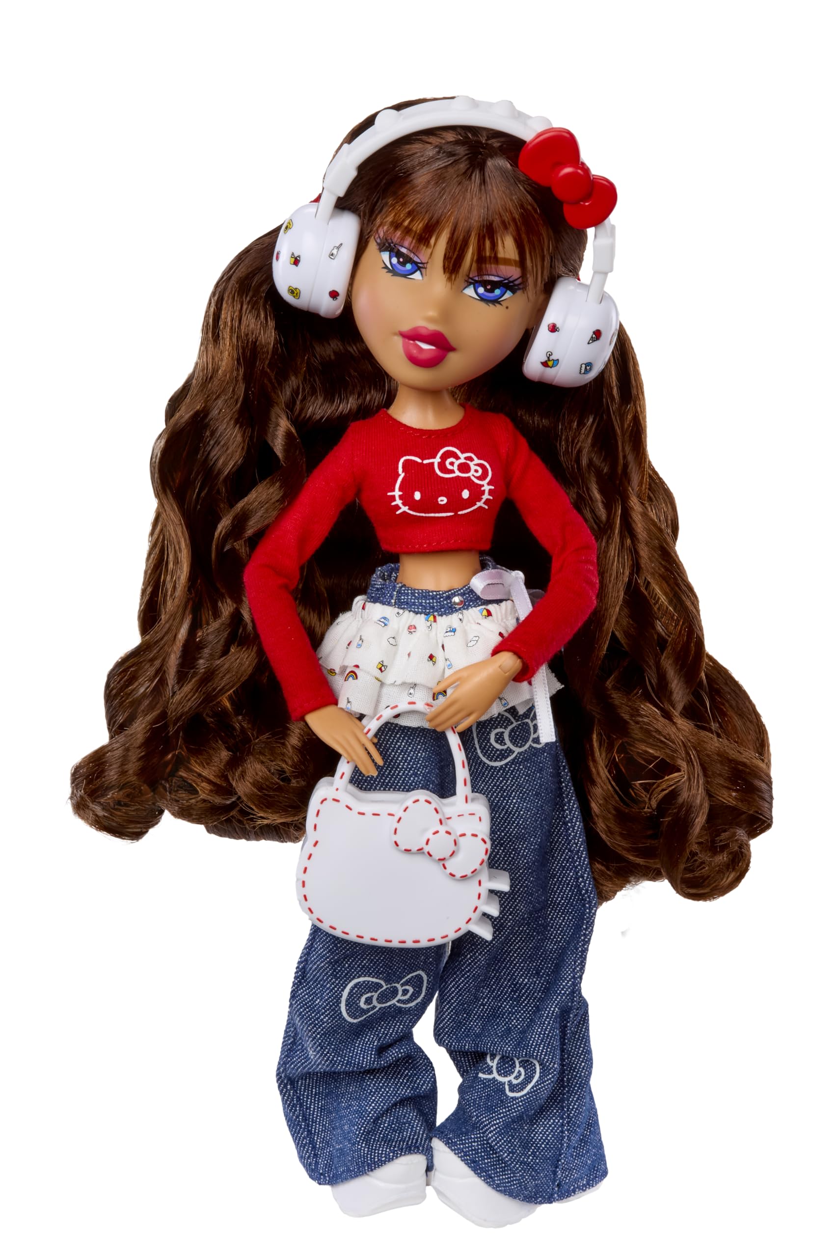 Bratz Yasmin close-up reveals purple eyeshadow and signature pigtails.