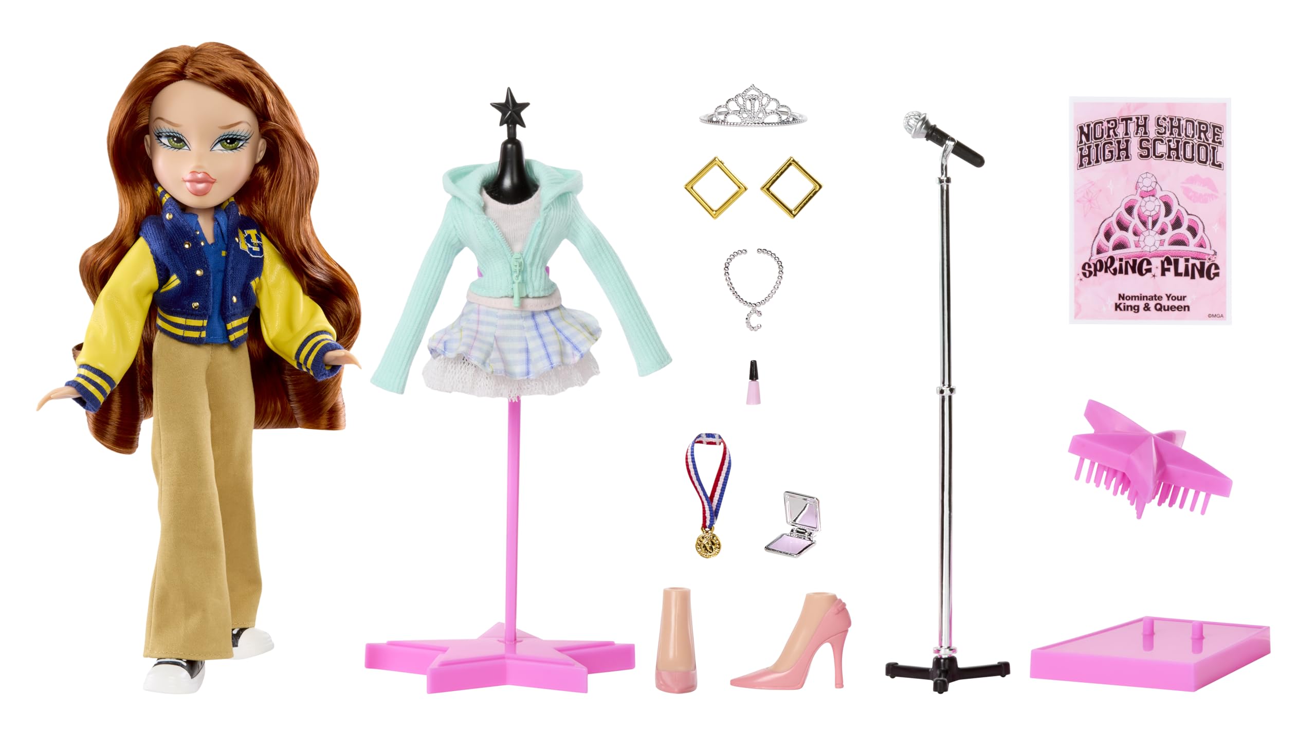 Bratz Mean Girls Spring Fling Cady in khaki pants for casual homework-desk cosplay.