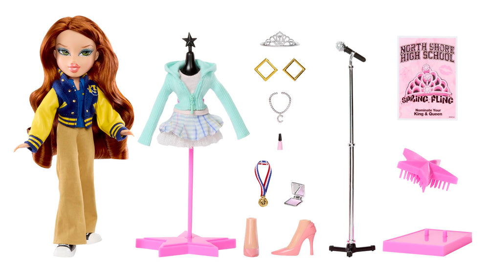 Bratz Mean Girls Spring Fling Cady in khaki pants for casual homework-desk cosplay.
